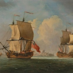 An English Sloop and a Frigate in a Light Breeze
